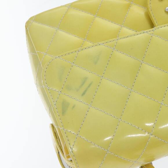 CHANEL Matelasse Backpack Patent Leather Yellow Silver CC - Picture 7 of 16